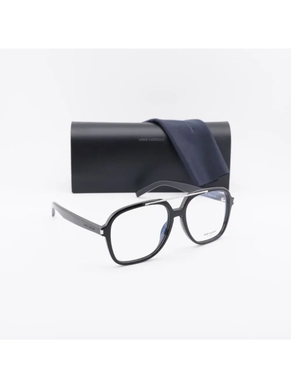 Saint Laurent SL545 OPT 001 Eyeglasses Shiny Black 58mm Square Frame